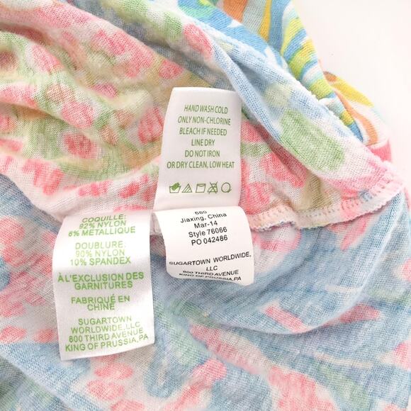 Lilly Pulitzer Michele Top Multi More Lovers Coral Keyhole Shirt - Size S - GUC - Picture 5 of 10